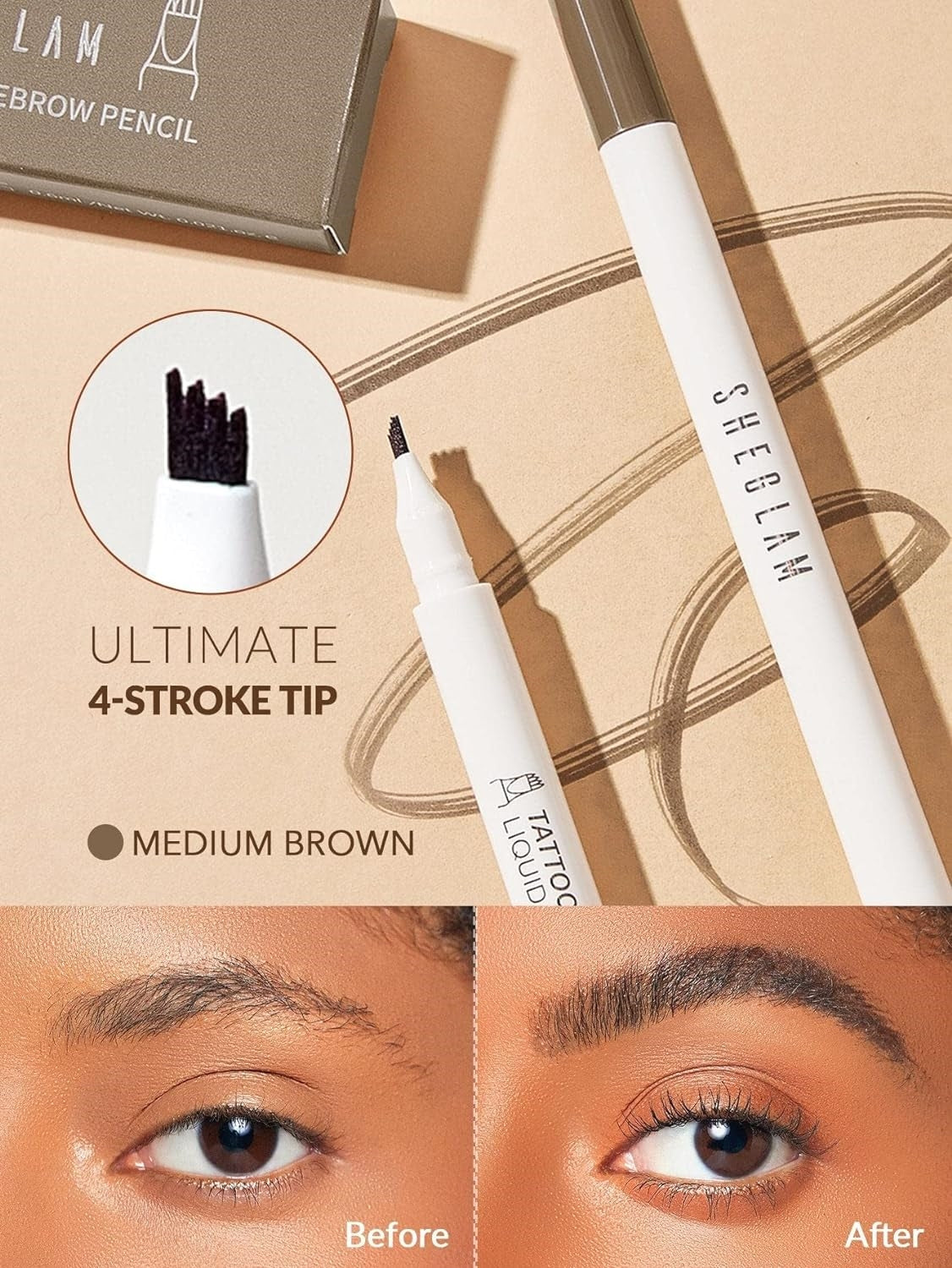 SHEGLAM - Feather Better Liquid Eyebrow Pencil - Medium Brown